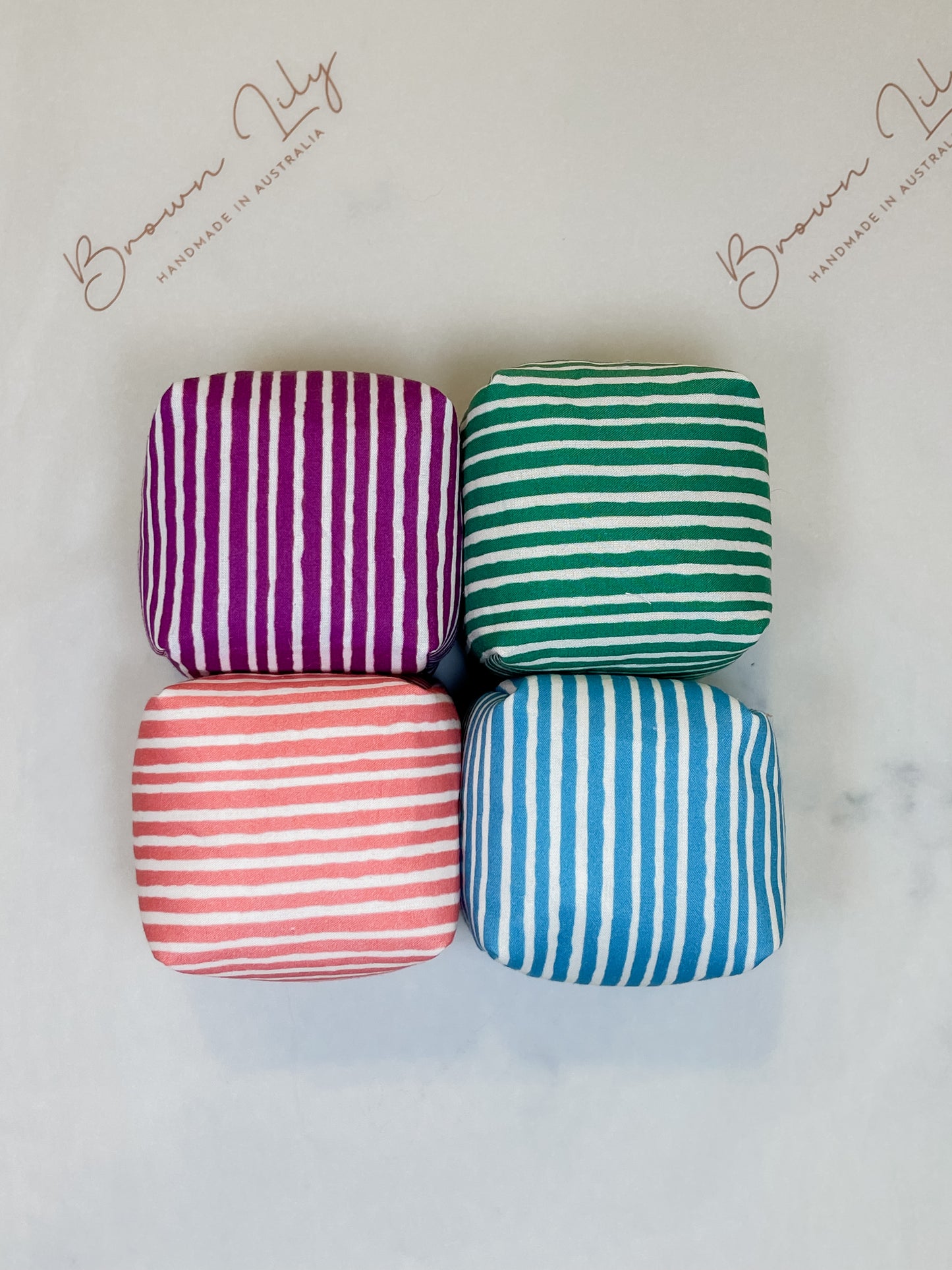Mini Liberty Fabric Bean Bags & Pouch - Brown Lily TumbleCubes