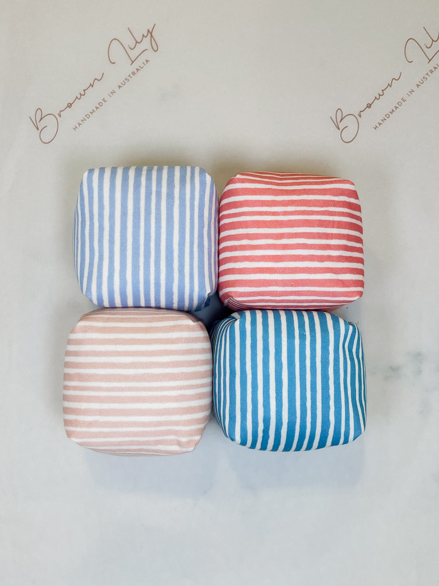 Mini Liberty Fabric Bean Bags & Pouch - Brown Lily TumbleCubes