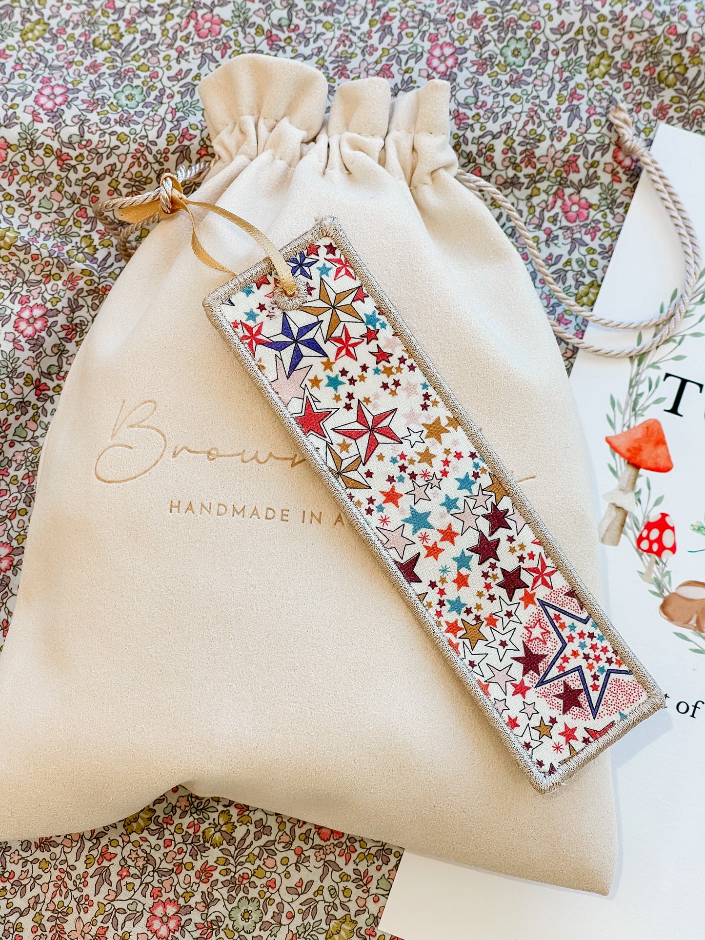 Mini Liberty Fabric Bean Bags & Pouch - Brown Lily TumbleCubes