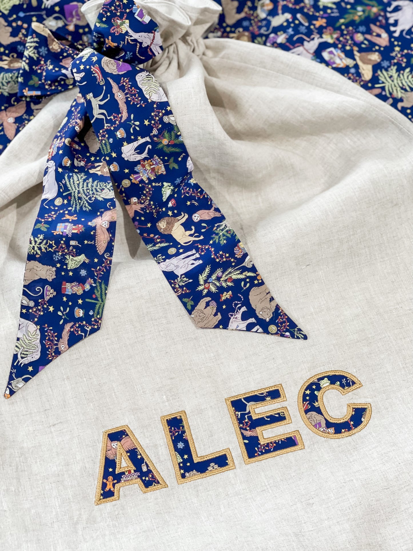 Personalised Premium Linen & Liberty Santa Sacks