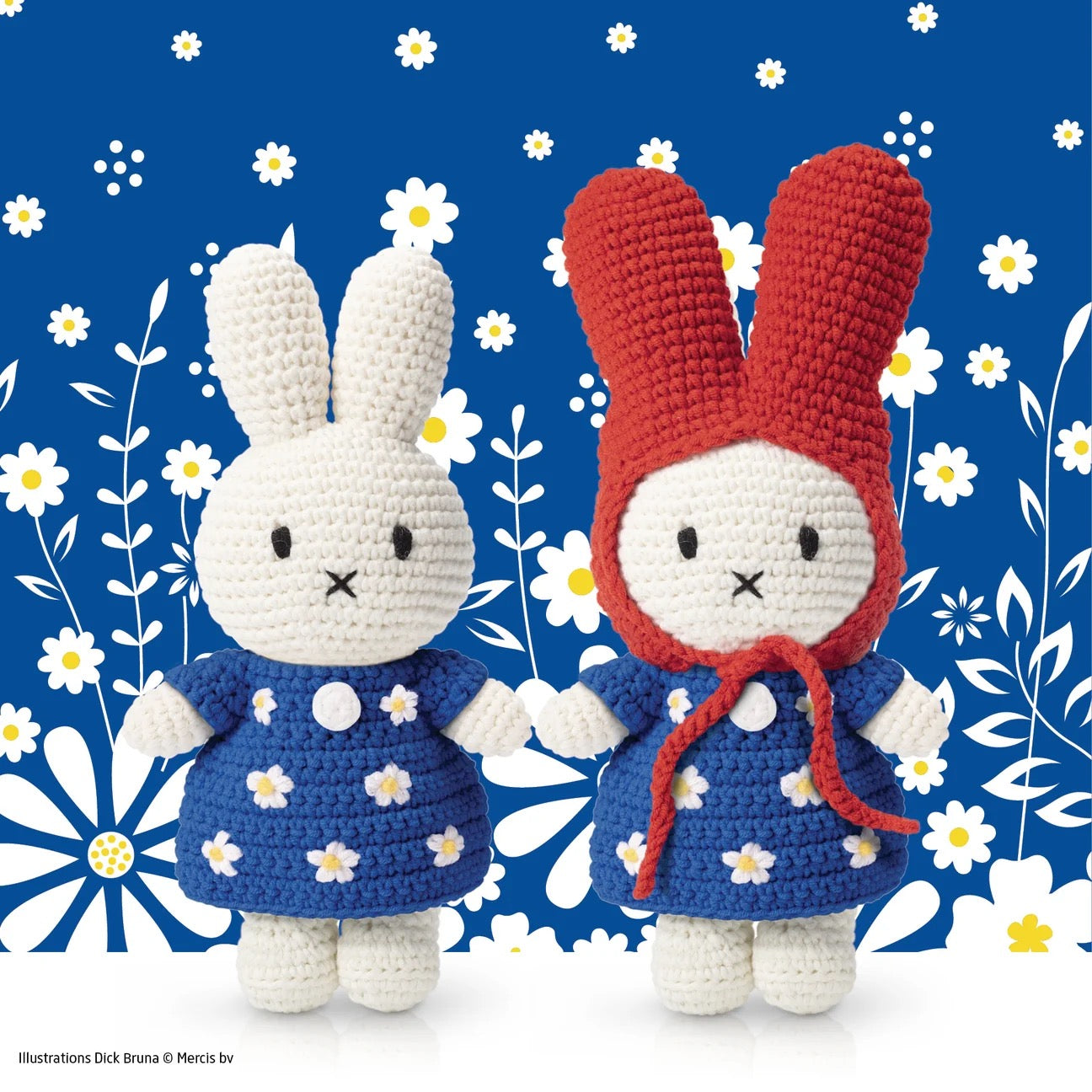 Miffy Handmade and her Blue Flower Dress with Red Hat