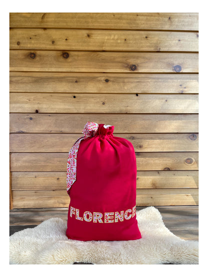 Personalised Premium Linen & Liberty Santa Sacks