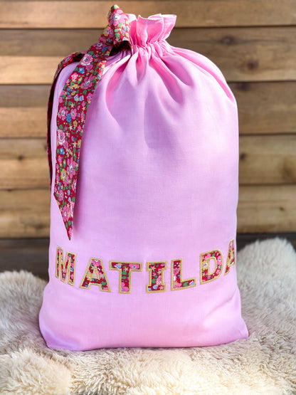 Personalised Premium Linen & Liberty Santa Sacks