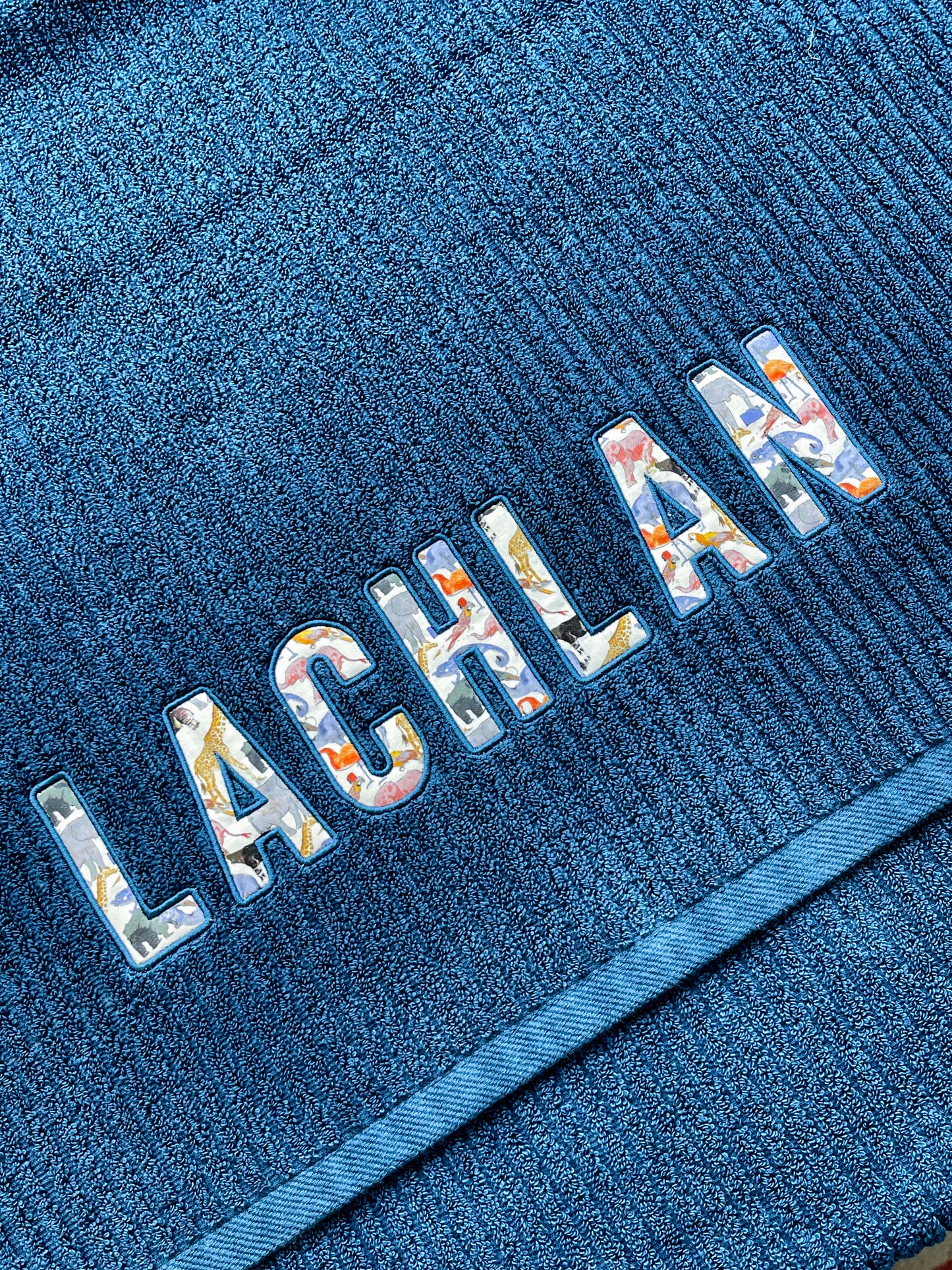 Personalised Liberty Bath Towels for Boys | Custom Embroidered Name Towels Australia