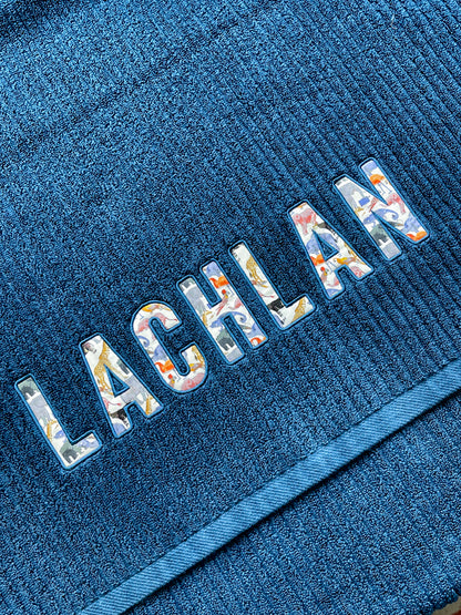 Personalised Liberty Bath Towels for Boys | Custom Embroidered Name Towels Australia
