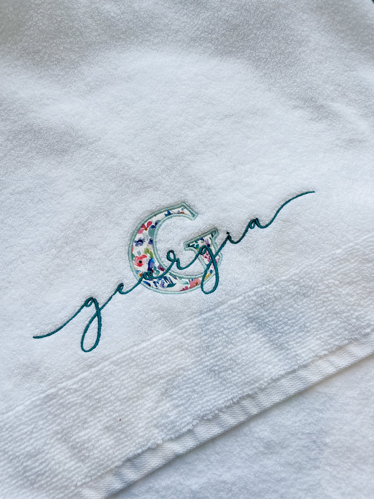 Personalised Towels ‘Liberty Appliqué Initial’