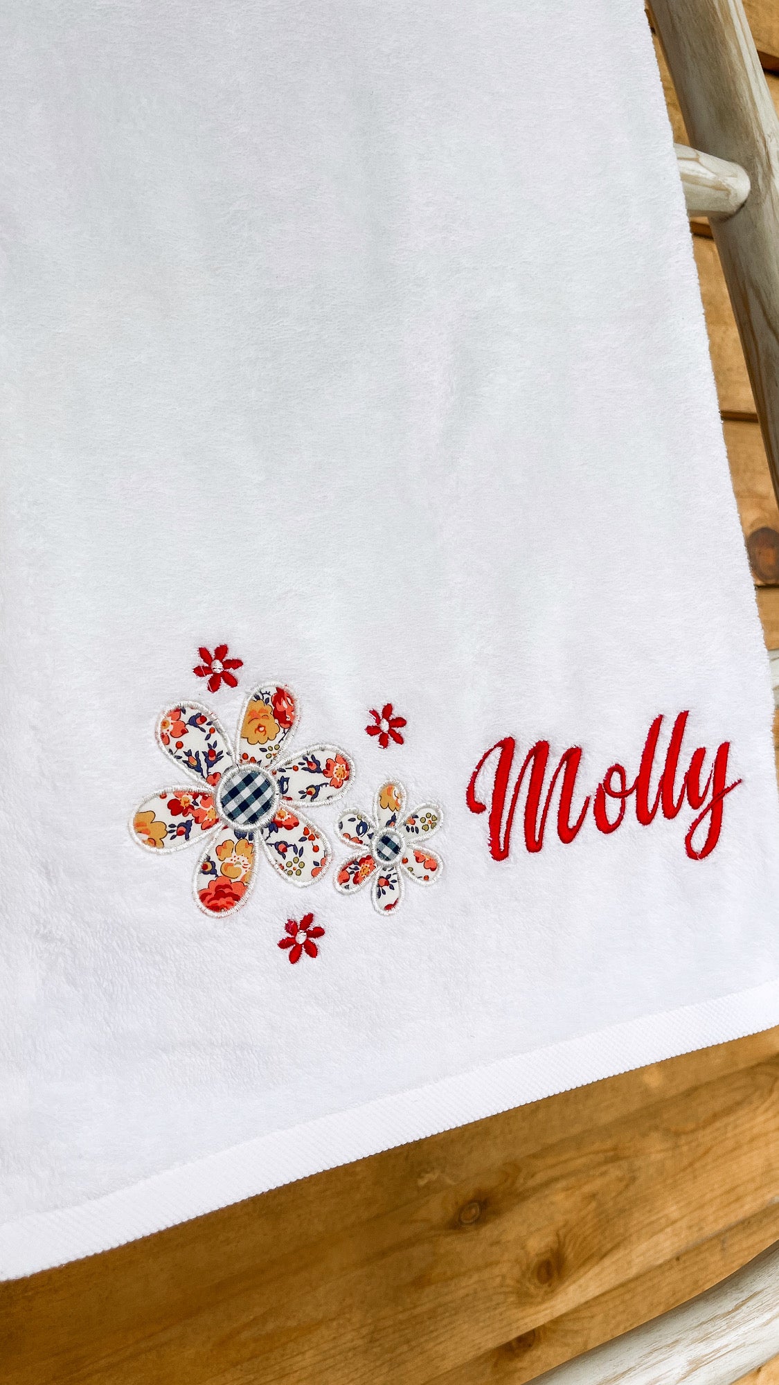 Personalised Applique Daisies Towel