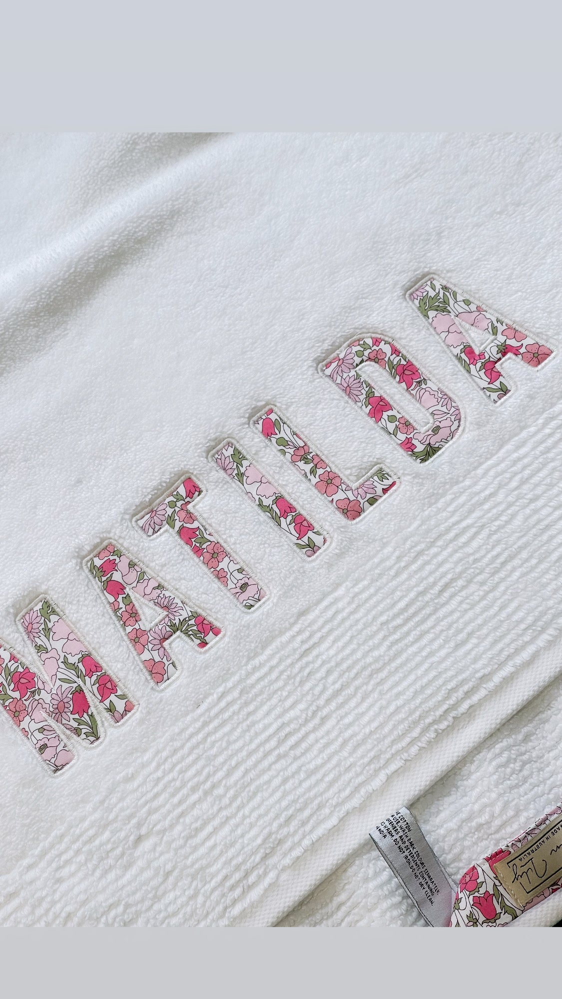 Personalised Liberty Bath Towels for Girls | Custom Embroidered Name Towels Australia