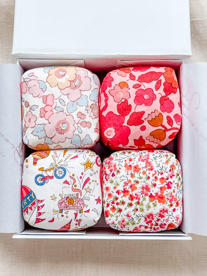 Mini Liberty Fabric Bean Bags - Gift Box Set Special Edition Liberty Fabrics - Brown Lily TumbleCubes