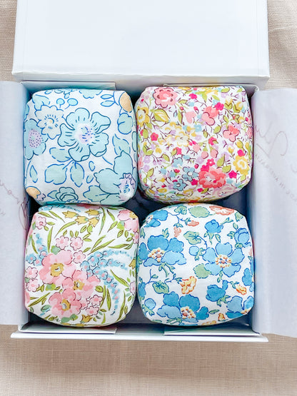 Mini Liberty Fabric Bean Bags - Gift Box Set Special Edition Liberty Fabrics - Brown Lily TumbleCubes