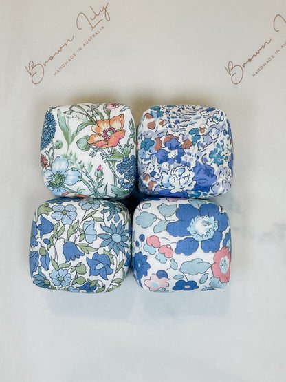 Mini Liberty Fabric Bean Bags & Pouch - Brown Lily TumbleCubes