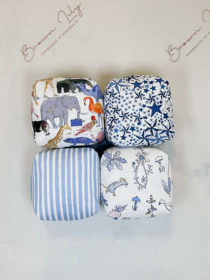 Mini Liberty Fabric Bean Bags & Pouch - Brown Lily TumbleCubes