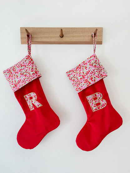 Velvet & Liberty Santa Stockings with Single Initial