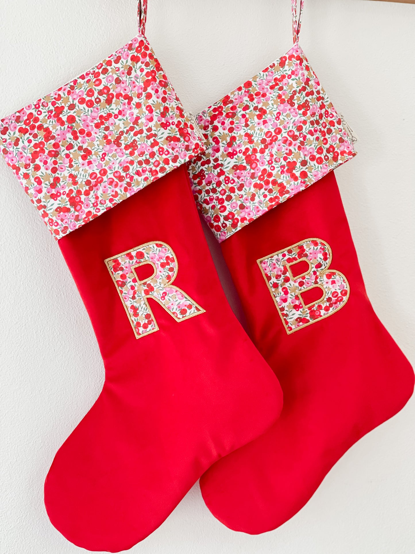 Velvet & Liberty Santa Stockings with Single Initial