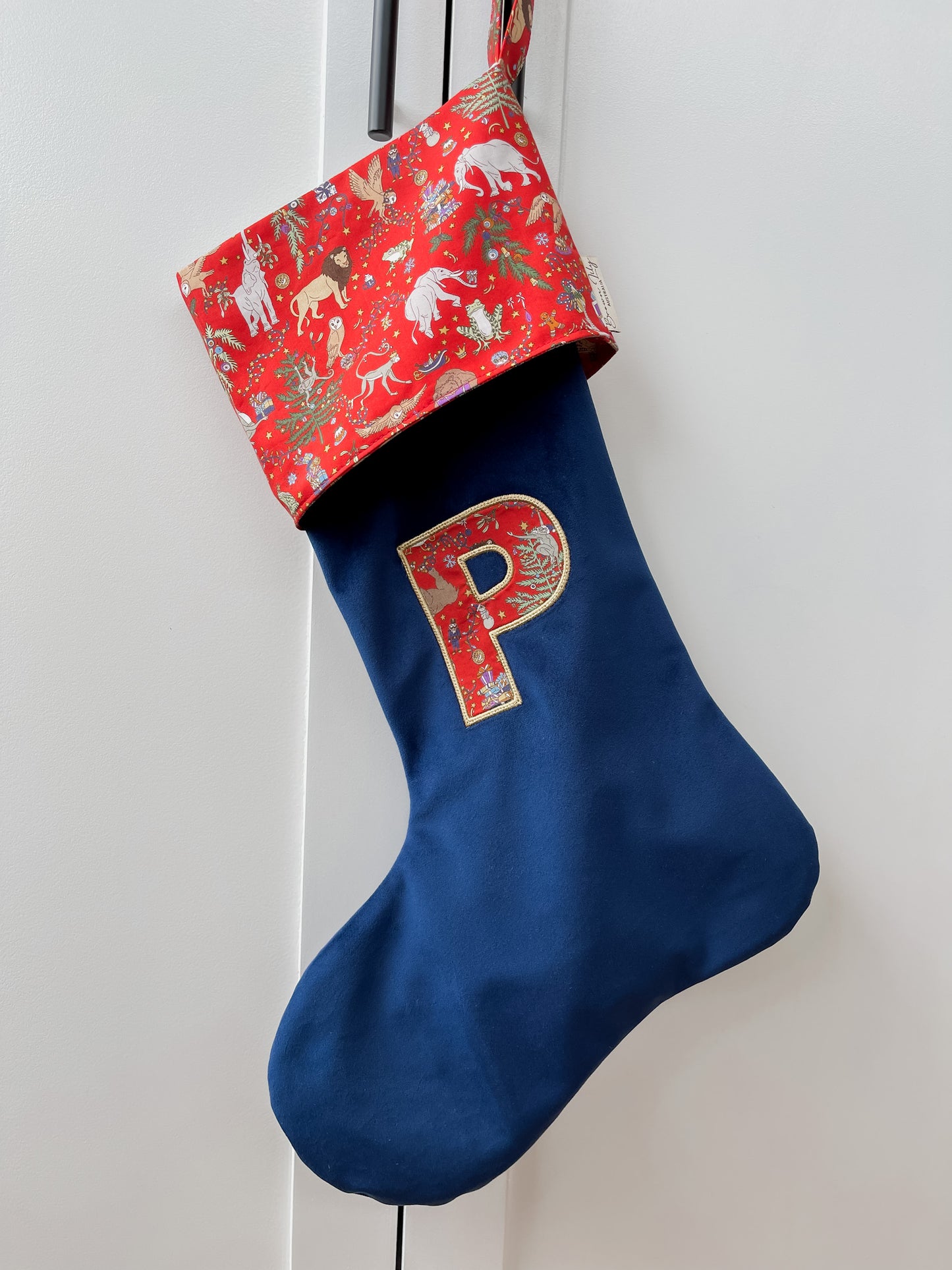 Velvet & Liberty Santa Stockings with Single Initial