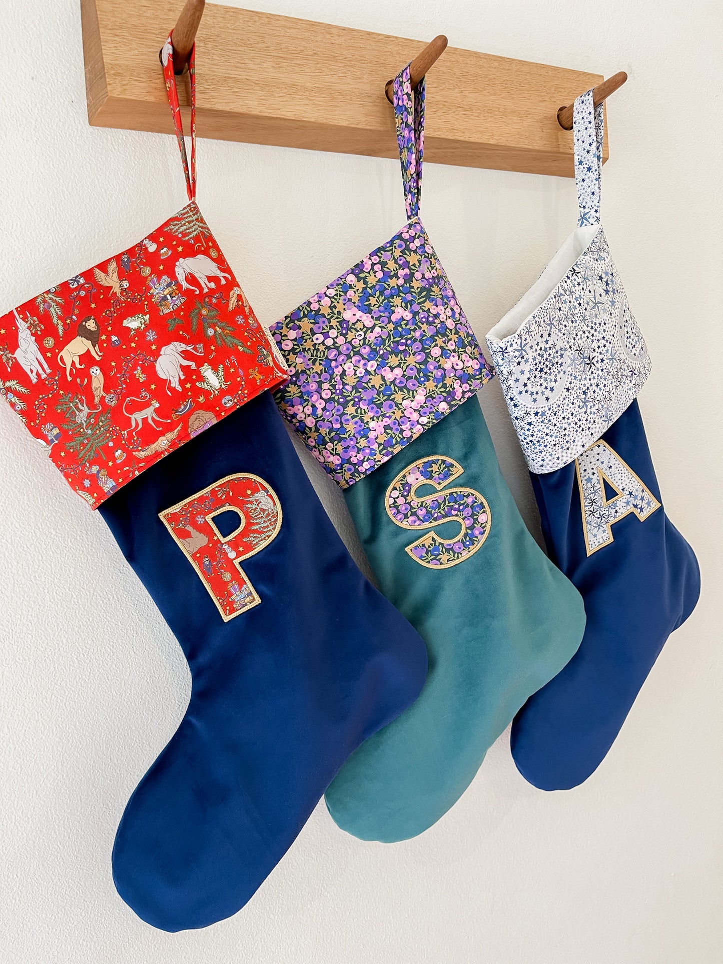 Velvet & Liberty Santa Stockings with Single Initial