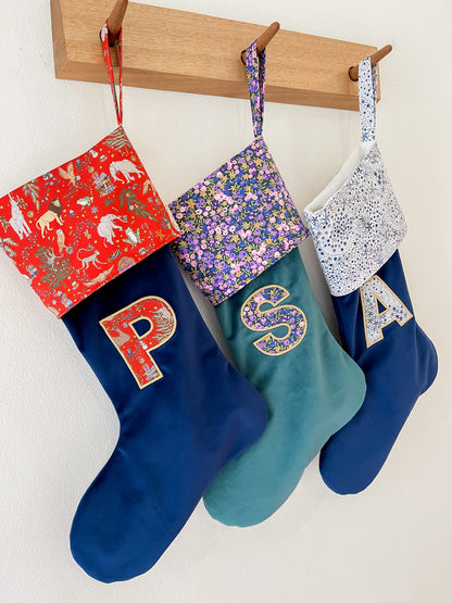 Velvet & Liberty Santa Stockings with Single Initial