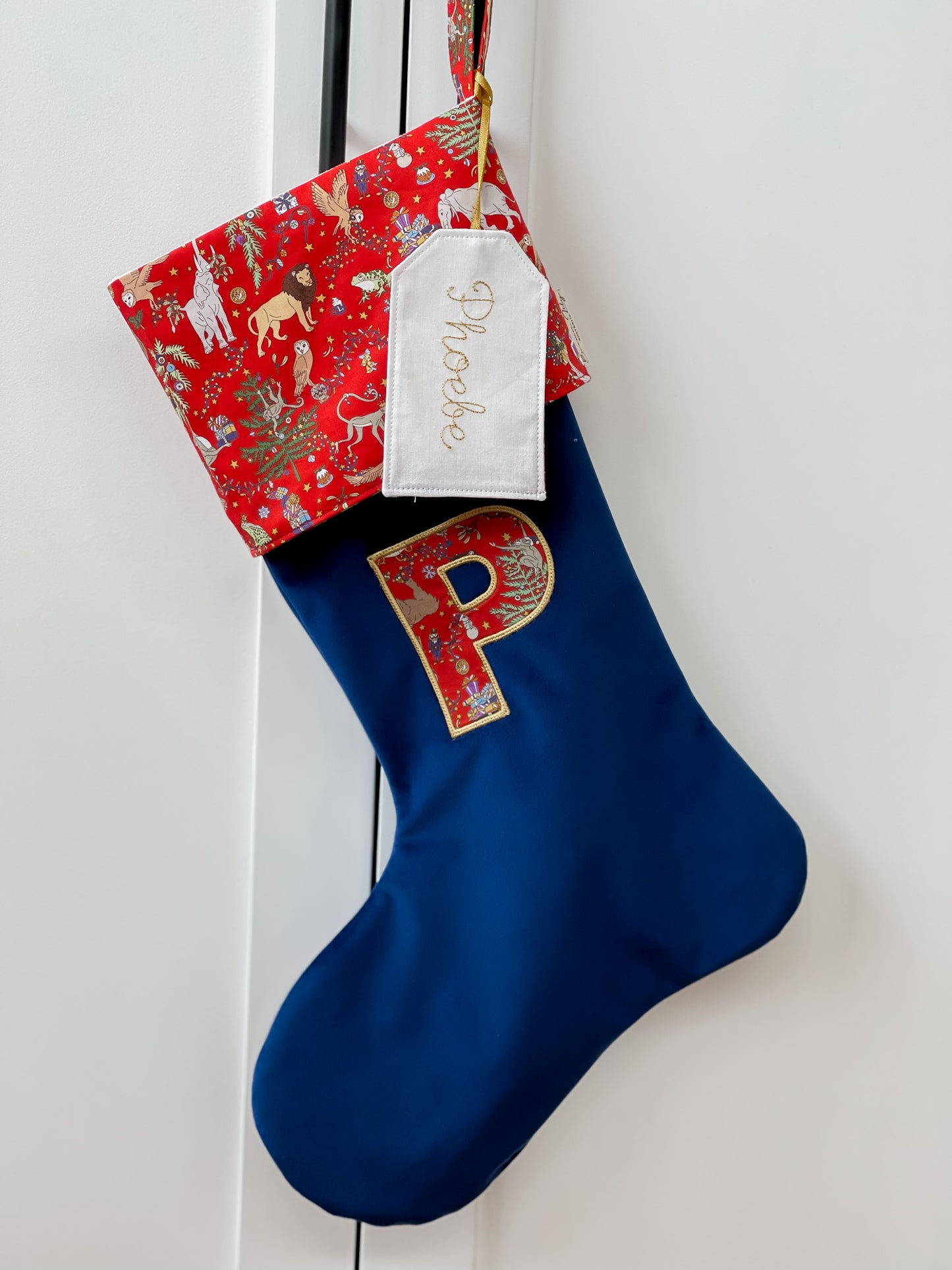 Velvet & Liberty Santa Stockings with Single Initial