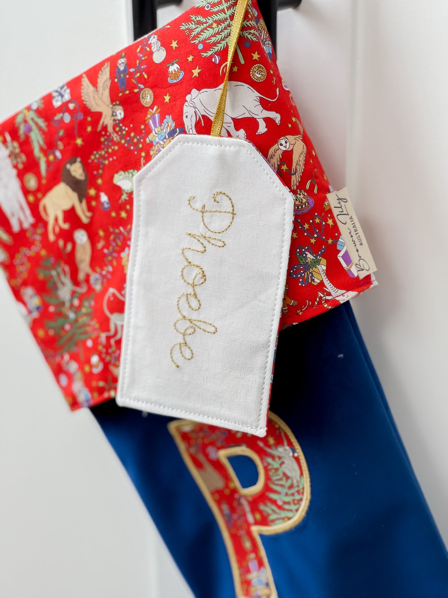 Velvet & Liberty Santa Stockings with Single Initial