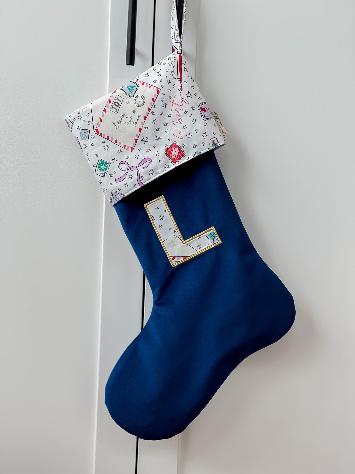Velvet & Liberty Santa Stockings with Single Initial