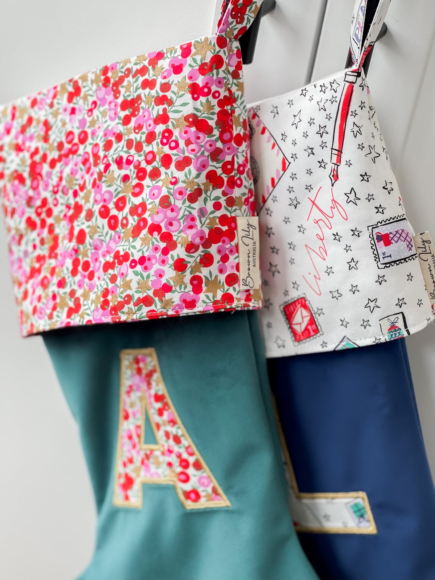 Velvet & Liberty Santa Stockings with Single Initial