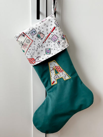 Velvet & Liberty Santa Stockings with Single Initial