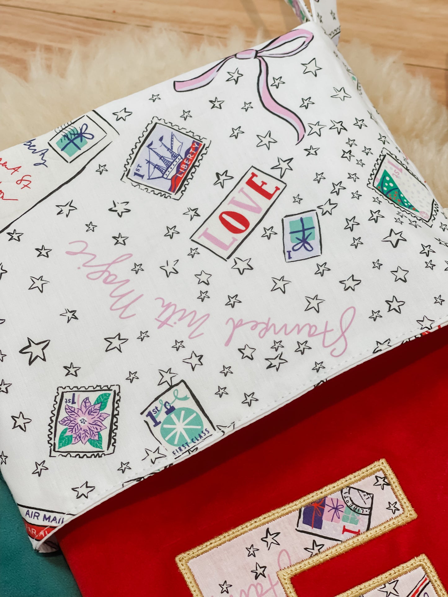 Velvet & Liberty Santa Stockings with Single Initial
