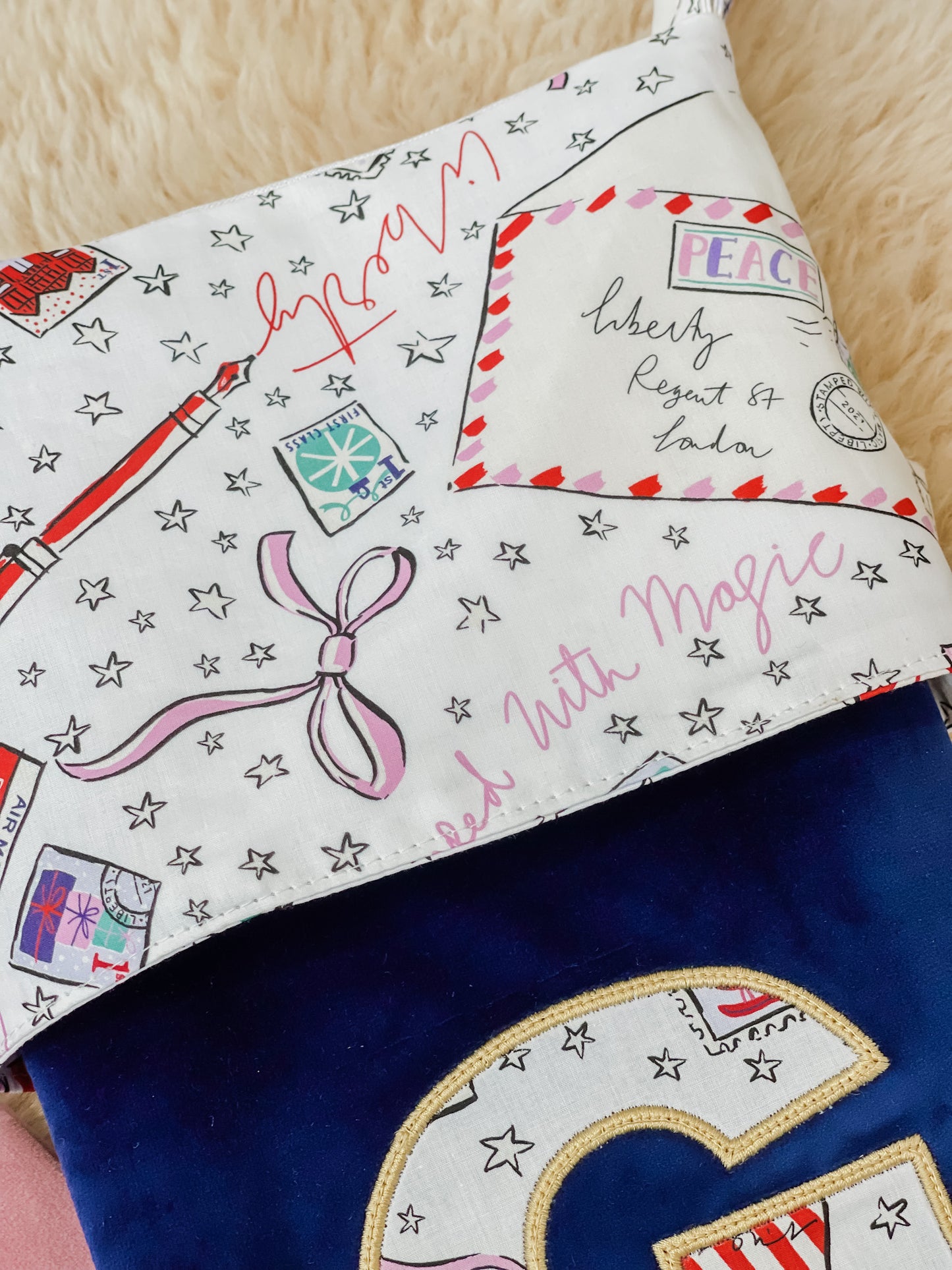 Velvet & Liberty Santa Stockings with Single Initial