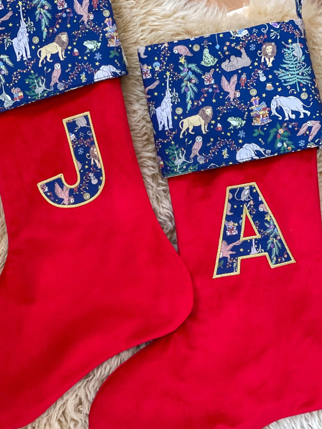 Velvet & Liberty Santa Stockings with Single Initial