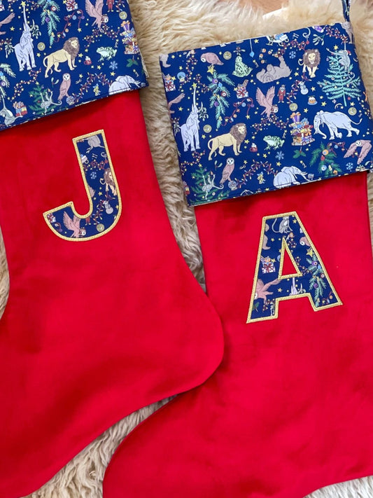 Velvet & Liberty Santa Stockings with Single Initial