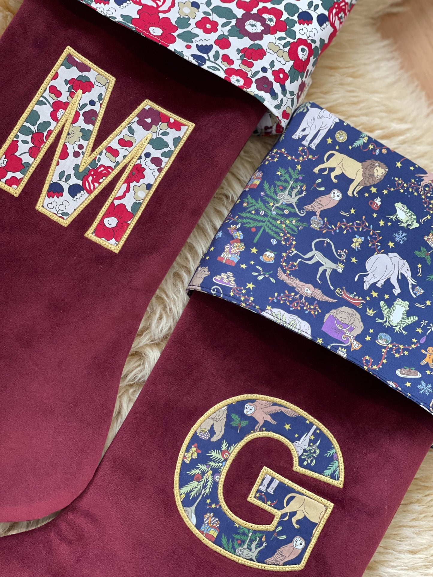 Velvet & Liberty Santa Stockings with Single Initial
