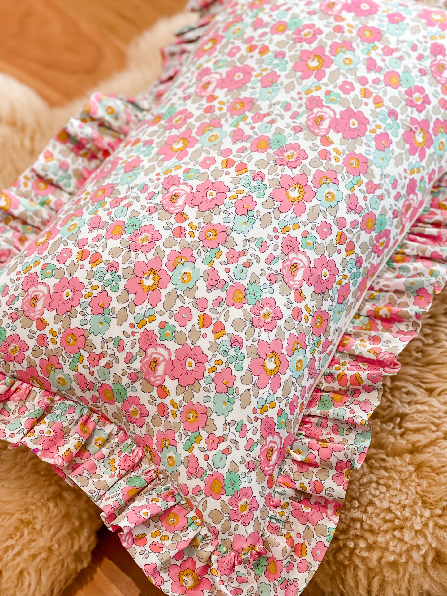 Personalised Linen & Liberty Ruffle Cushion