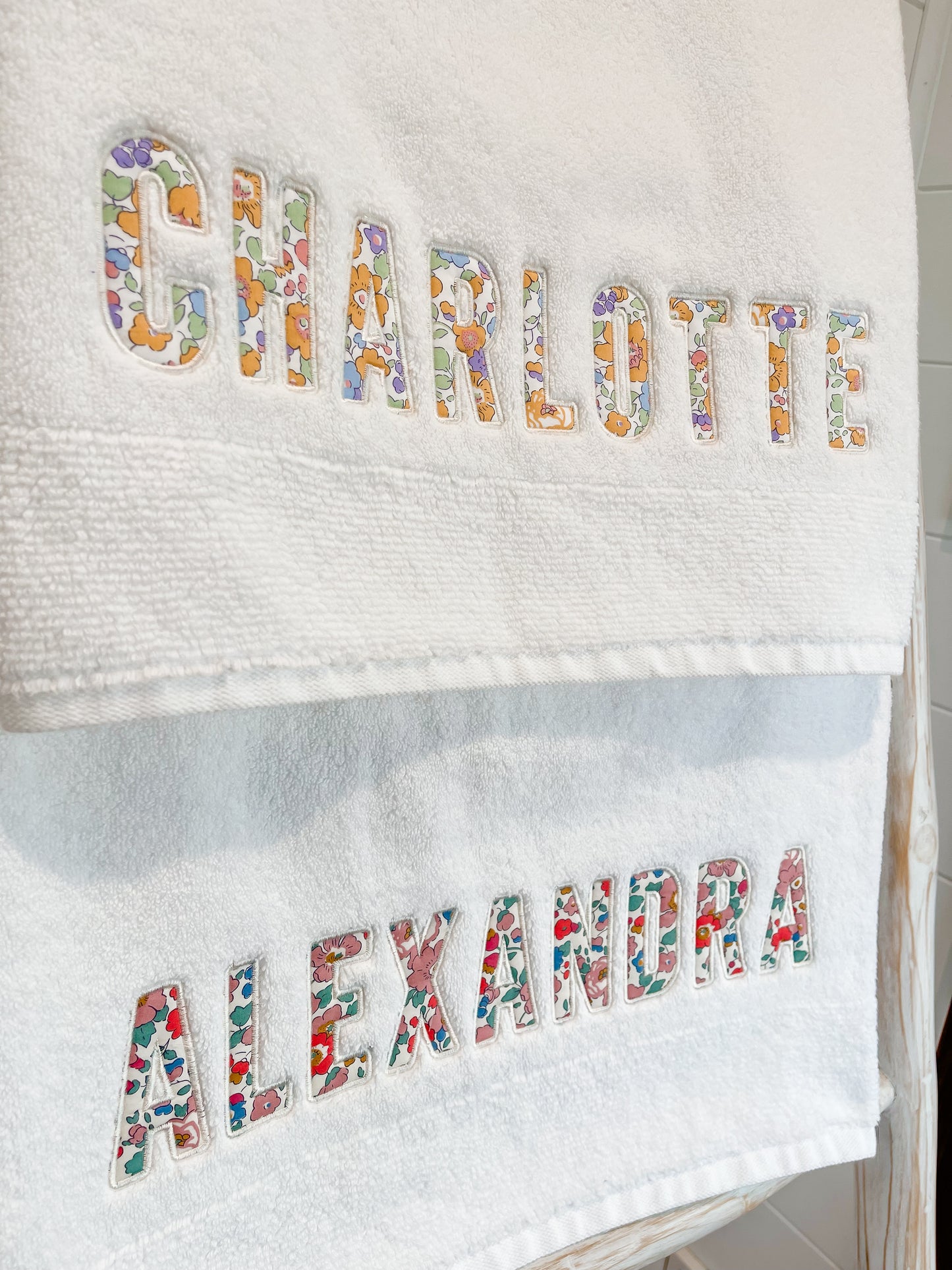 Personalised Liberty Bath Towels for Girls | Custom Embroidered Name Towels Australia