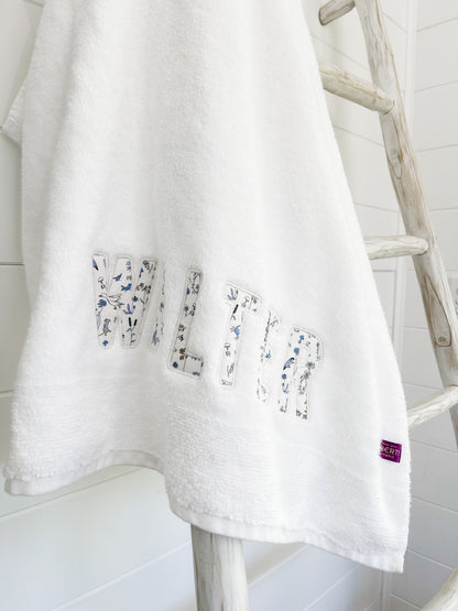 Personalised Liberty Bath Towels for Boys | Custom Embroidered Name Towels Australia