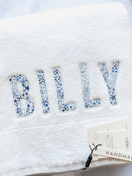 Personalised Liberty Name Towels – Custom Embroidered Gift (Baby, Kids & Adults)