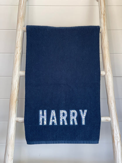 Personalised Liberty Bath Towels for Boys | Custom Embroidered Name Towels Australia