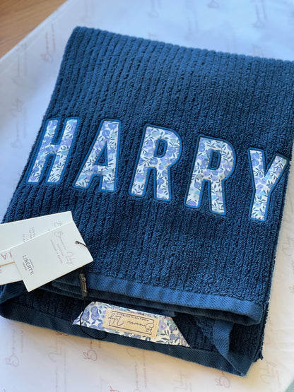 Personalised Liberty Bath Towels for Boys | Custom Embroidered Name Towels Australia