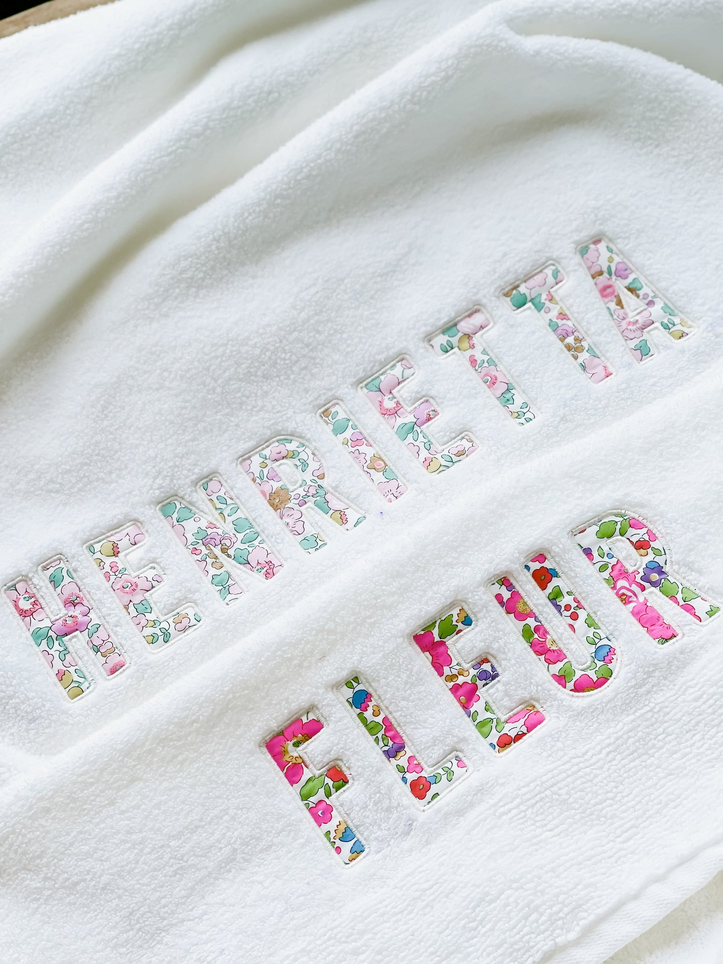 Personalised Liberty Bath Towels for Girls | Custom Embroidered Name Towels Australia