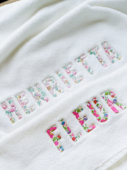 Personalised Liberty Bath Towels for Girls | Custom Embroidered Name Towels Australia