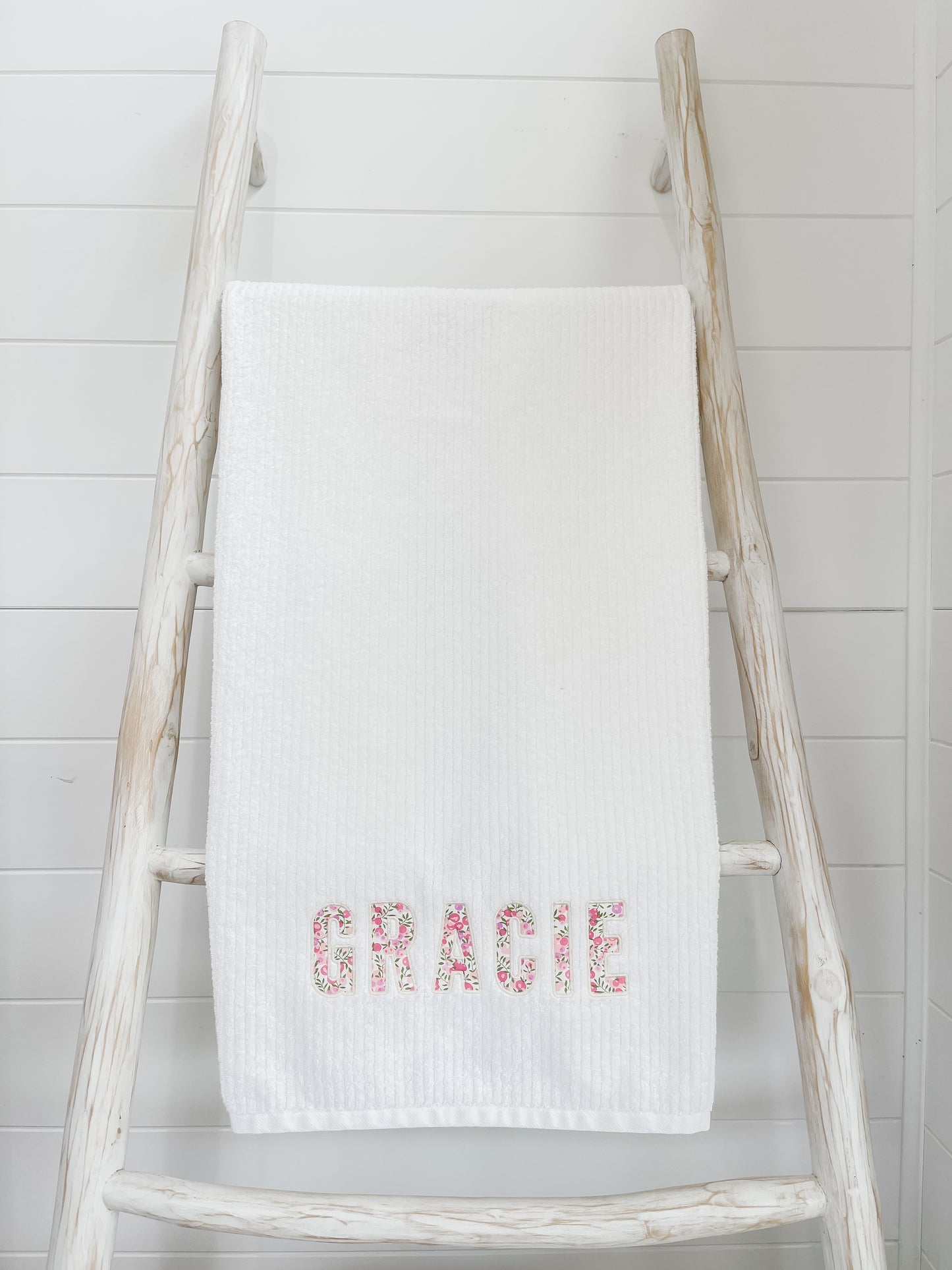 Personalised Liberty Bath Towels for Girls | Custom Embroidered Name Towels Australia