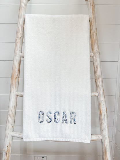 Personalised Liberty Bath Towels for Boys | Custom Embroidered Name Towels Australia
