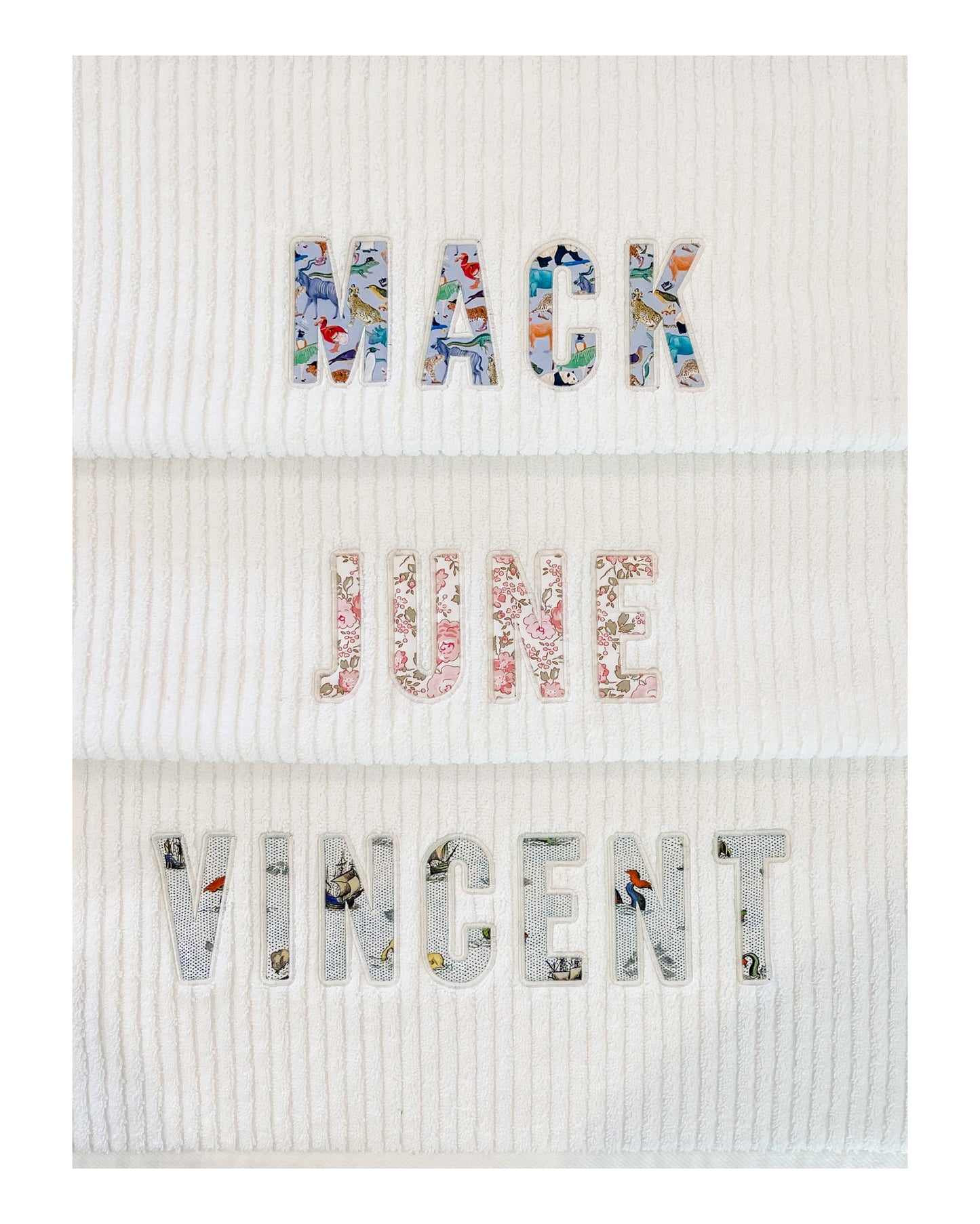 Personalised Liberty Bath Towels for Boys | Custom Embroidered Name Towels Australia