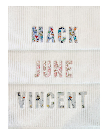Personalised Liberty Bath Towels for Boys | Custom Embroidered Name Towels Australia