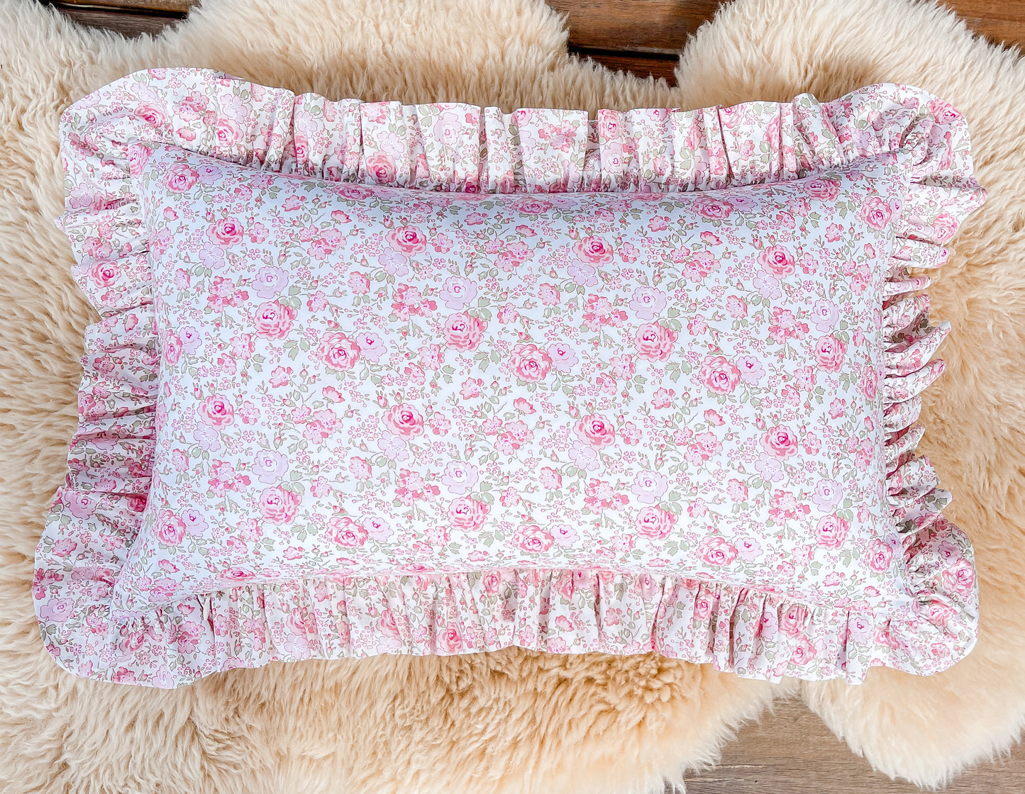Personalised Linen & Liberty Ruffle Cushion