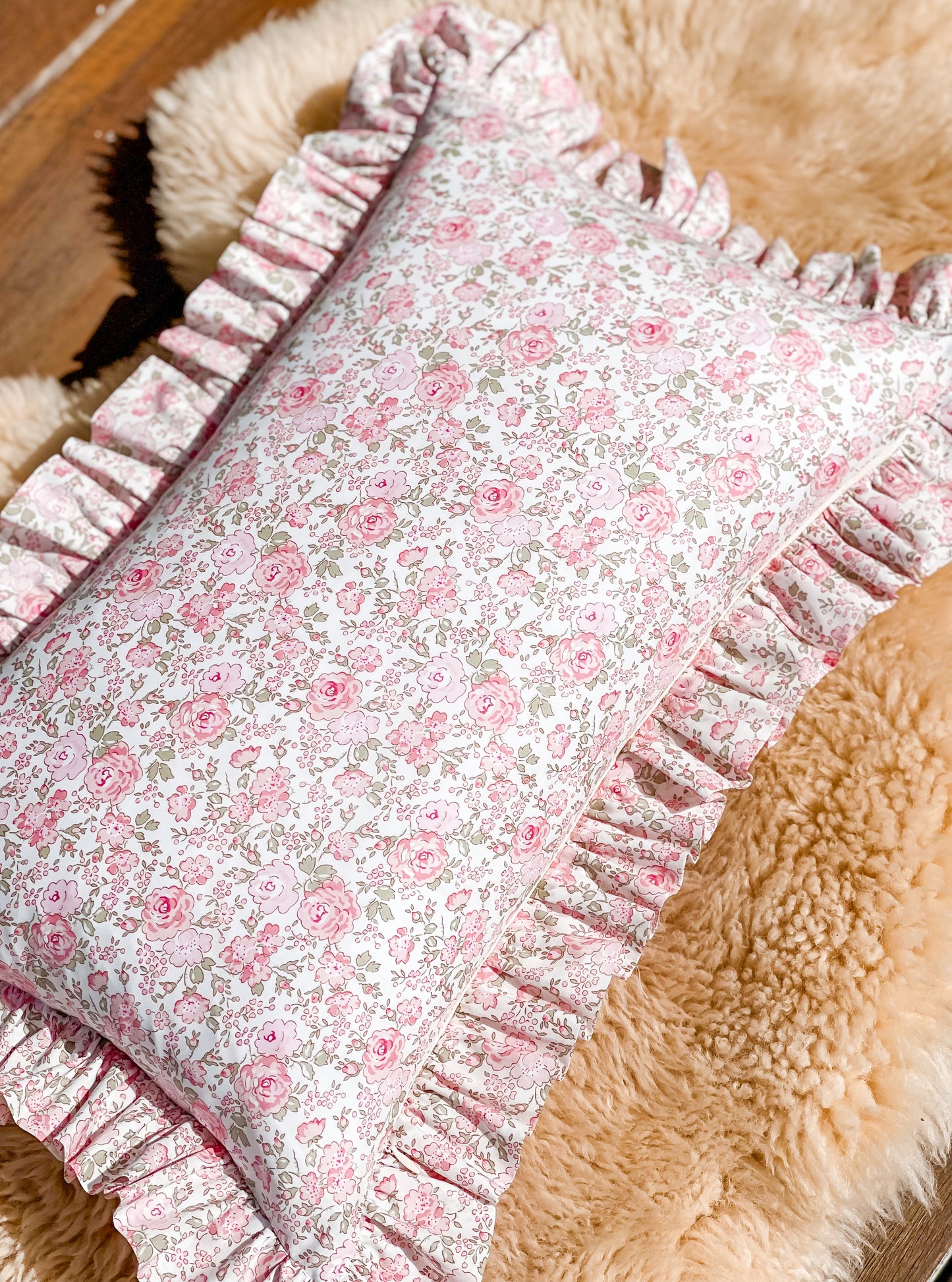 Personalised Linen & Liberty Ruffle Cushion