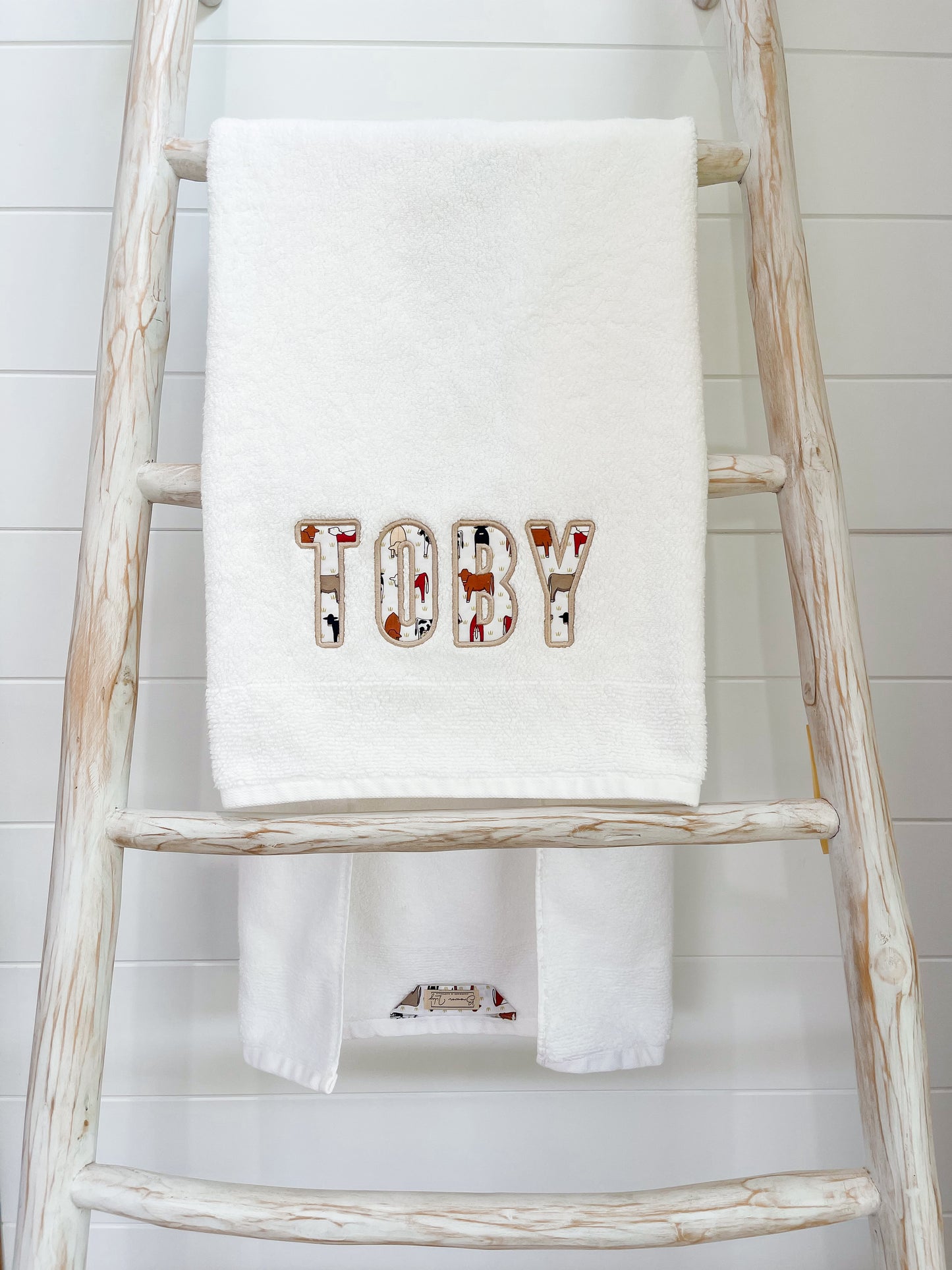 Personalised Towels ‘Red Tractor Designs fabric’