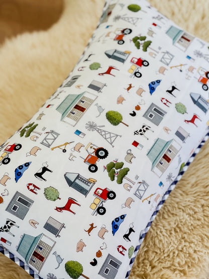 On The Farm Personalised Cushions 'Red Tractor Designs' fabrics