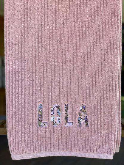 Personalised Liberty Bath Towels for Girls | Custom Embroidered Name Towels Australia