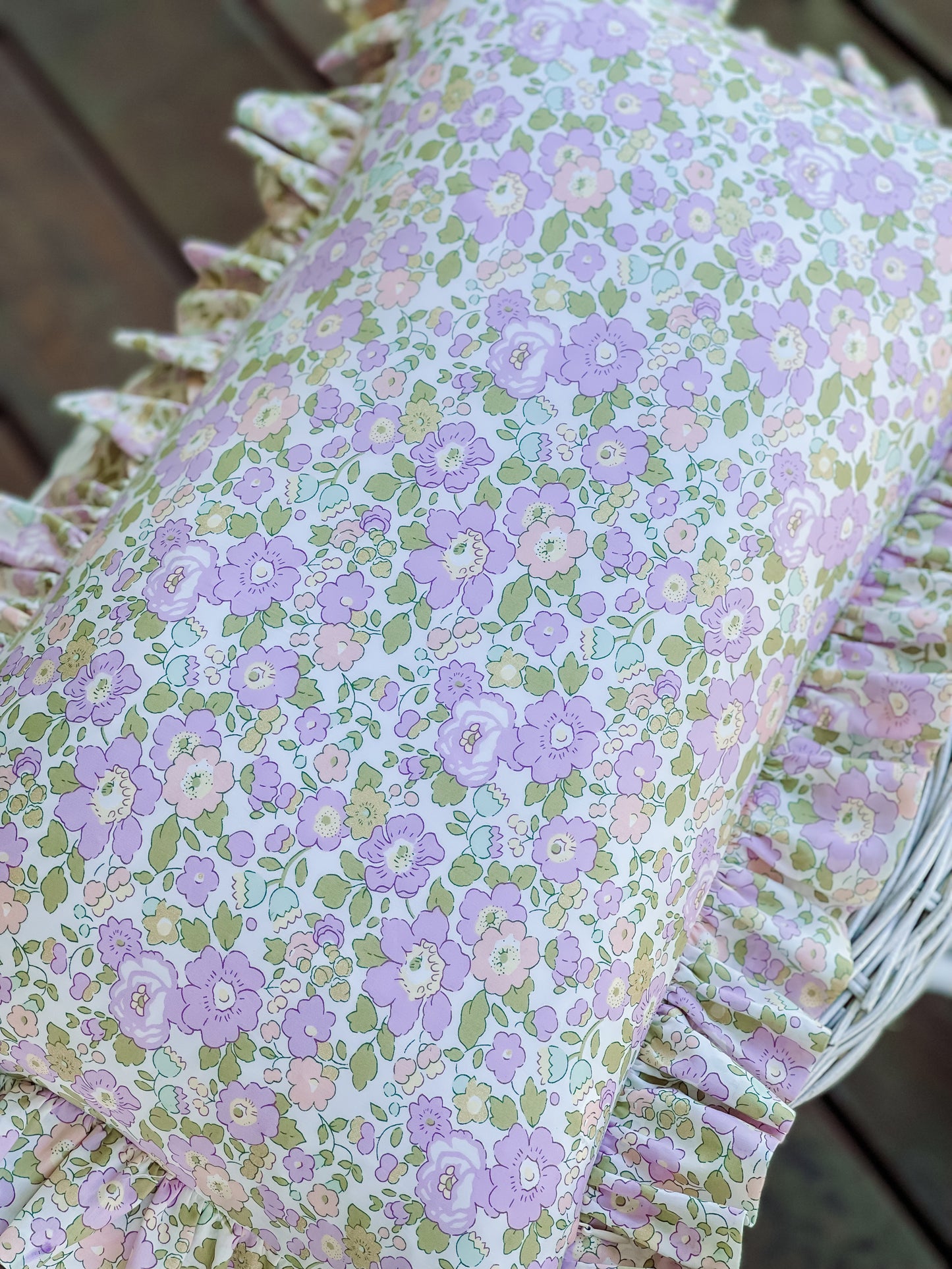 Personalised Liberty Folded Ruffle Cushion