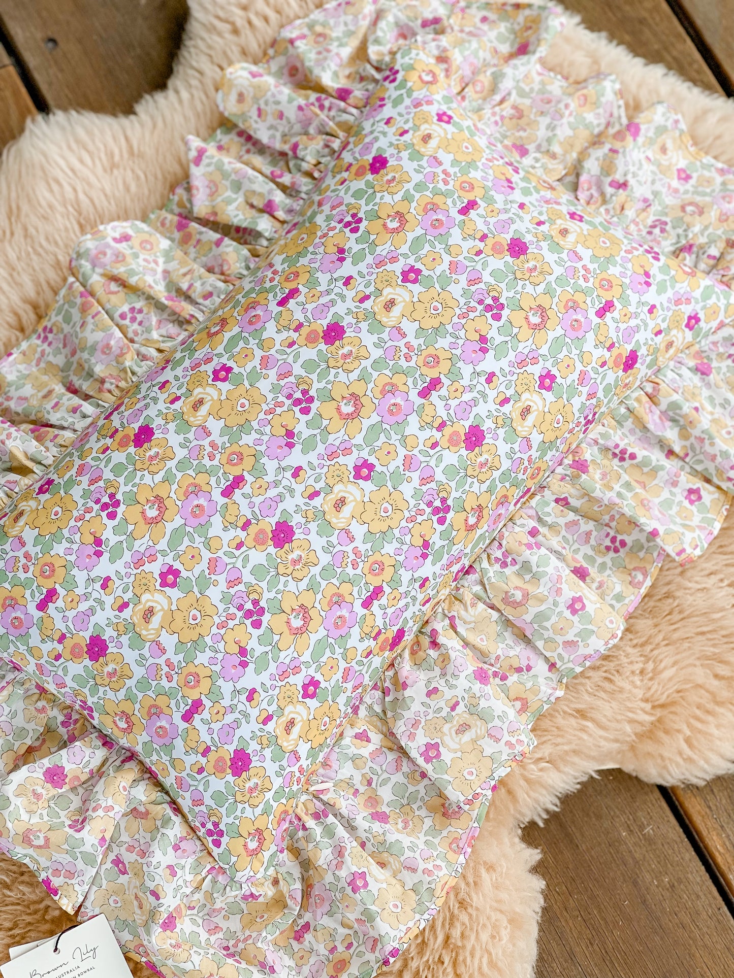 Personalised Liberty Ruffle Cushion with Single Ruffle